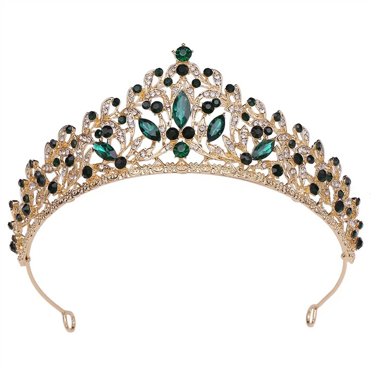 Veleprodajna cirkonijska tiara Girls Crown Green Tiara